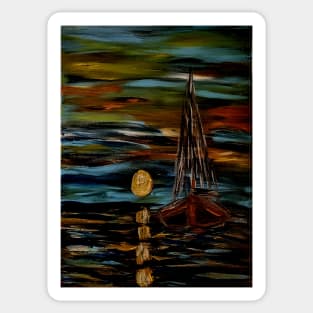 Sailing at sunset. Sticker